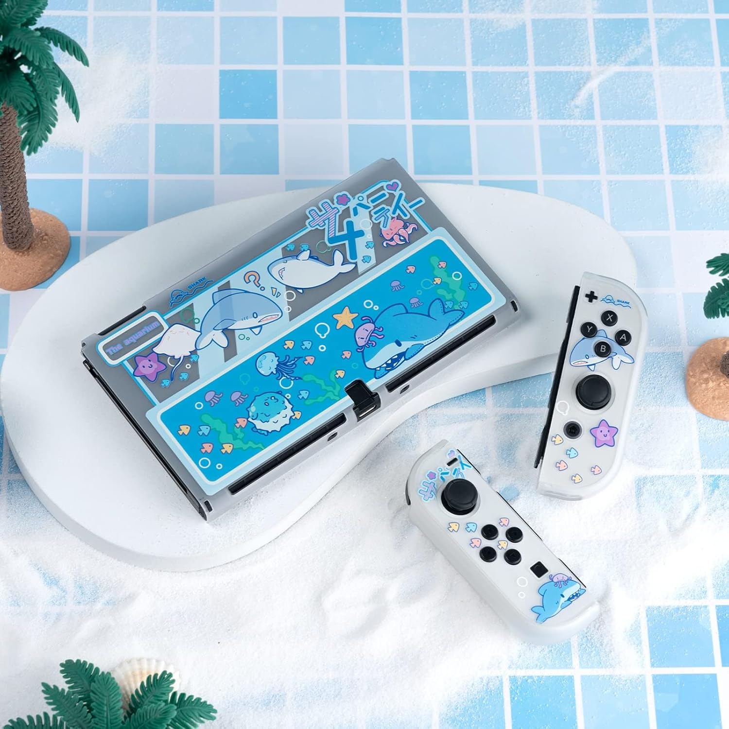 Z-PCS15 Protective Case Slim Cover Case Compatible with Standard Switch Only - Shock-Absorption and Anti-Scratch Cover Skin for Switch - Shark Party