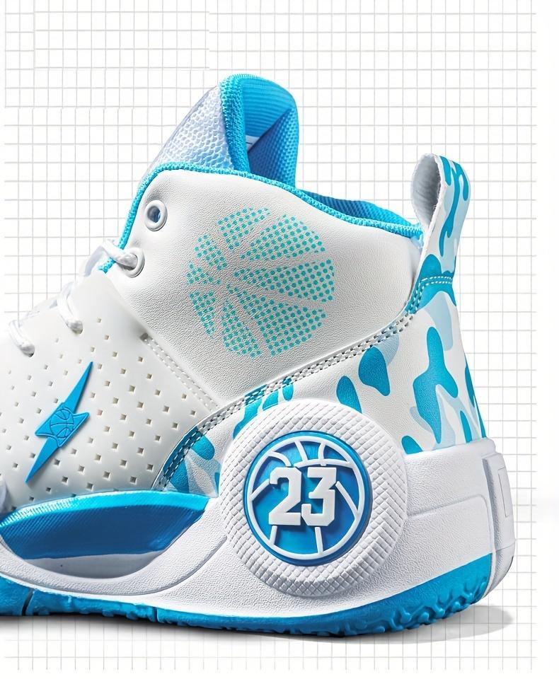 Men's high-top basketball sneakers - non-slip breathable mesh for outdoor and sports activities, striped design, lace-up closure