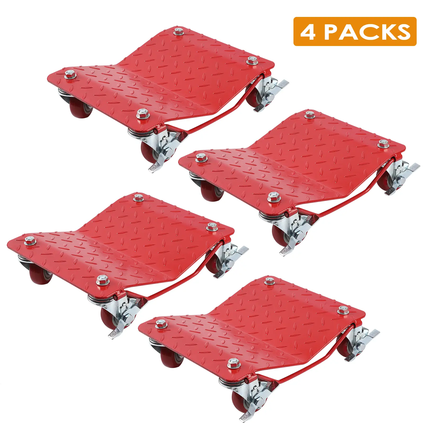 Set of 4 Heavy Duty Vehicle Moving Dolly, Total 6000 LBS Load Capacity, 16"x12" Anti-Skid Steel Skate Plates With 360° Swivel Nylon Casters, Wheel Dolly For Cars Trucks Motorcycles Boats Trailers Garage Workshop Auto Repair Moving,car accessories