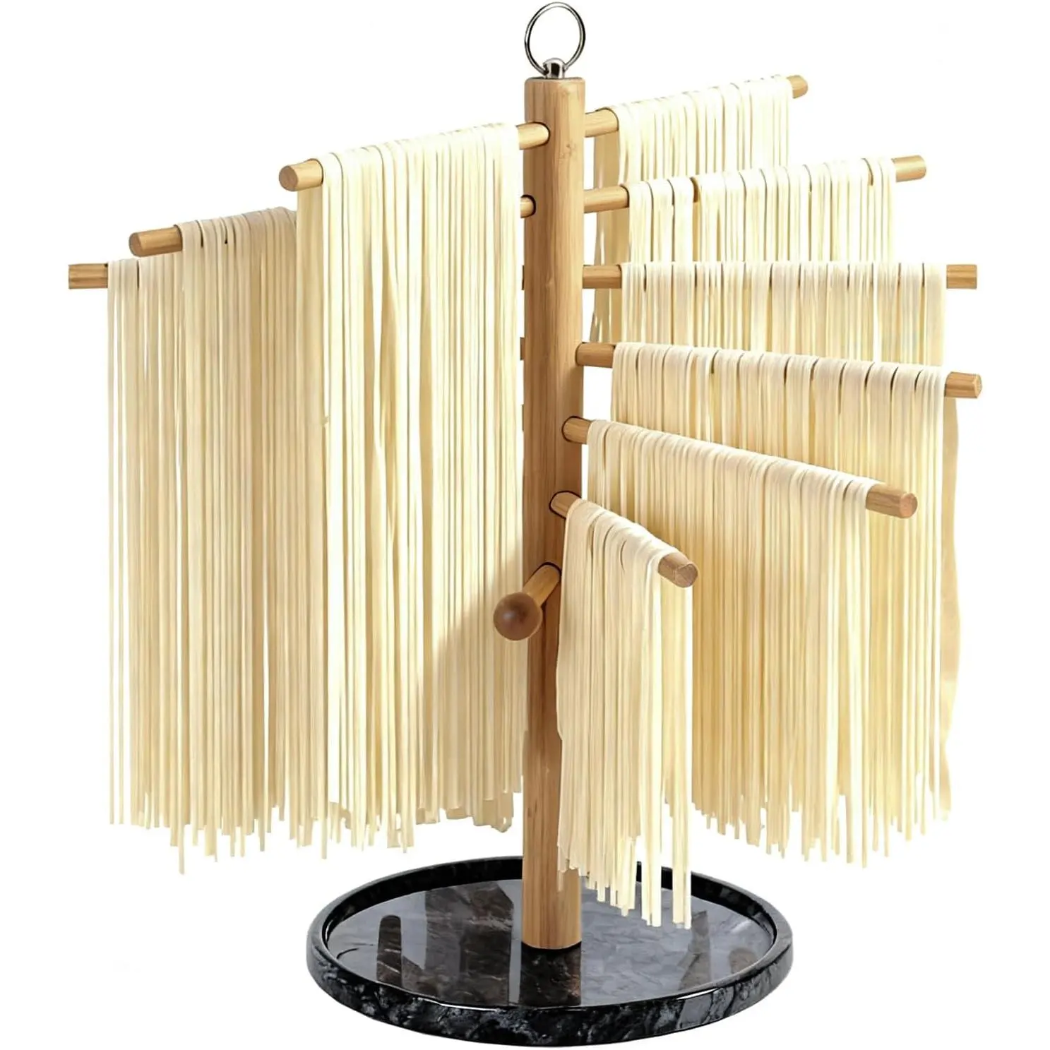 Pasta Drying Rack with Transfer Wand and 7 Bars, Easy to Transfer, Special Suspension Design for Large Storage, Easy to Use Pasta Dryer for Cooking