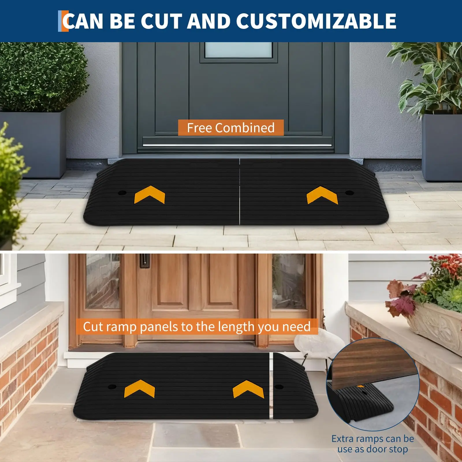 Garvee 3-Inch Rise Rubber Threshold Ramp with 33,000 LBS Heavy Duty Capacity, Non-Slip Textured Surface, Portable Driveway Curb Ramp Ideal for Wheelchairs and Scooters