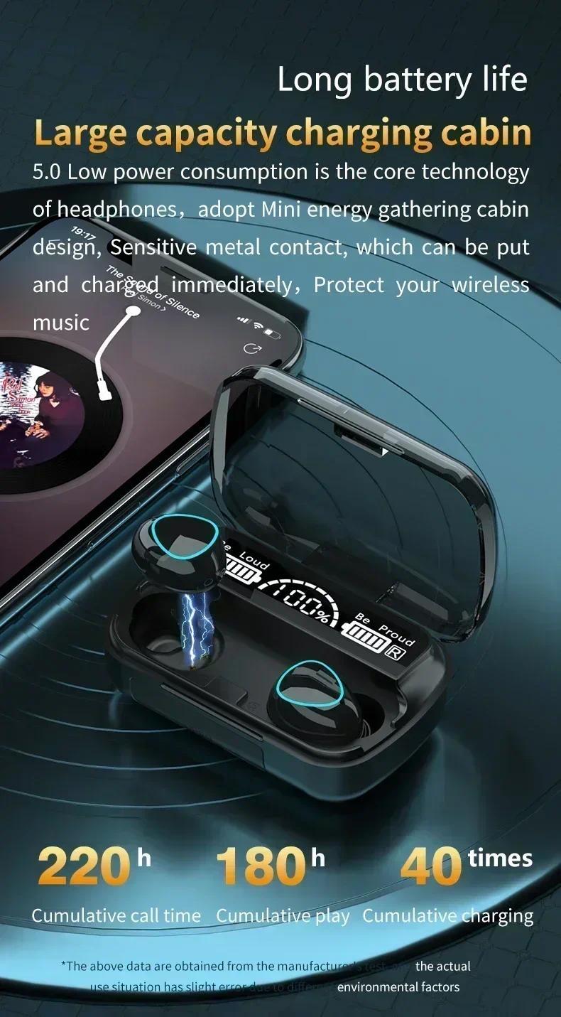 M10 Wireless Headphone Bluetooth Earphones Waterproof Earpieces Sport Earbuds  Music Headset in-ear esrbuds audio bluetooth-compatible video