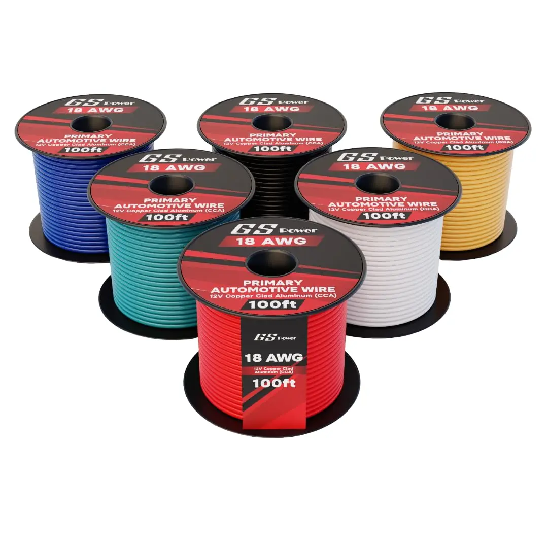 18 AWG CCA Stranded Clad Aluminum Wire, 600ft 6-Color Low Voltage Primary Wire for 12V Automotive Car Stereo Audio Wiring & DIY Projects