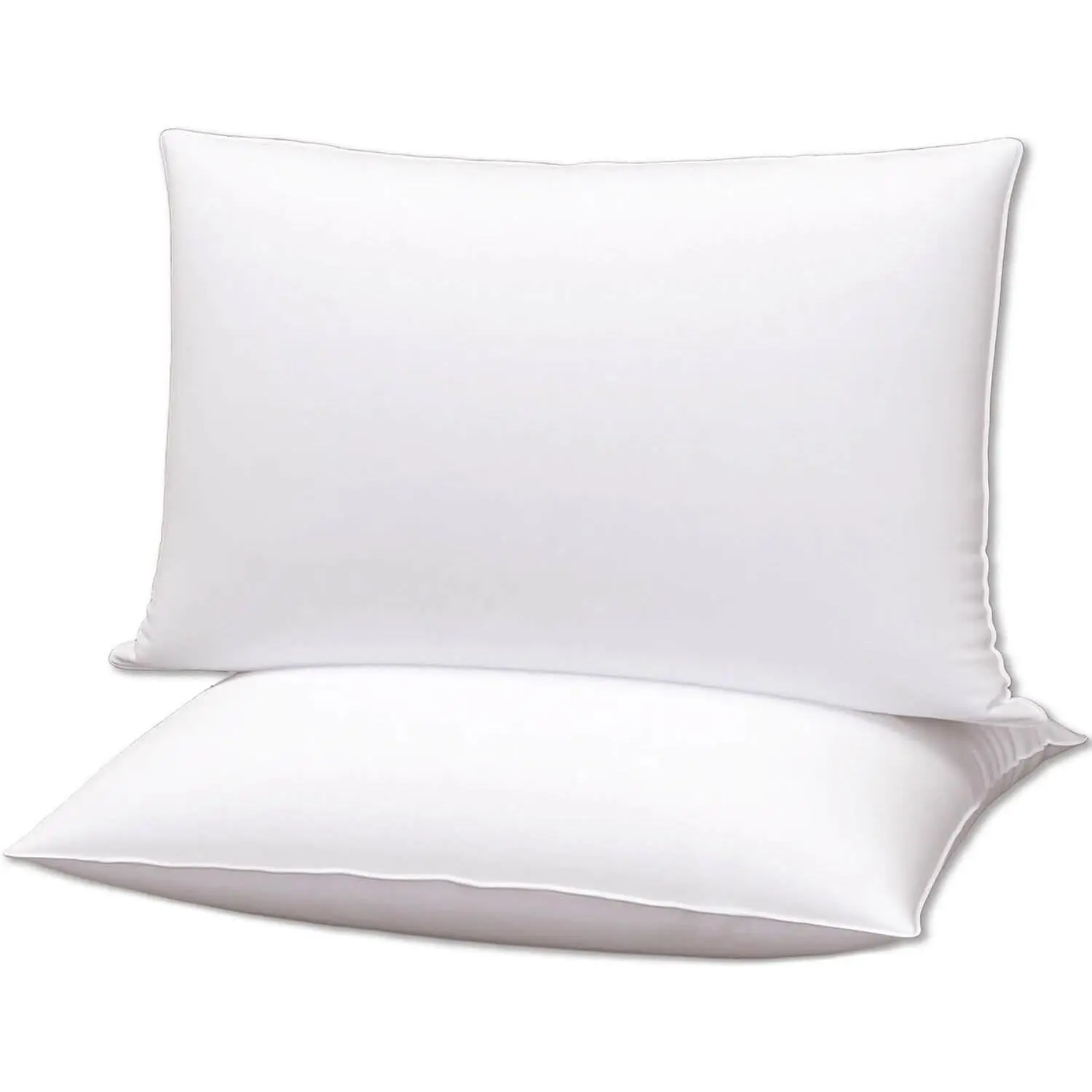 Flat Thin Bed Pillows King Size Pillow Set of 2 Soft Down Alternative for Stomach Back Sleeper White 20x36inches