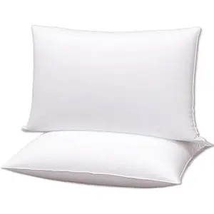 Flat Thin Bed Pillows King Size Pillow Set of 2 Soft Down Alternative for Stomach Back Sleeper White 20x36inches