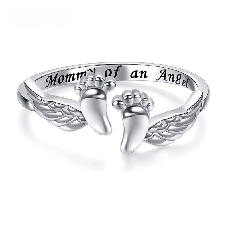 Adjustable Angel Wing & Letter Engraved Cuff  – Personalized Open   Women, Elegant All-Match Jewelry, Fashion Statement Accessory  Daily Wear for ring