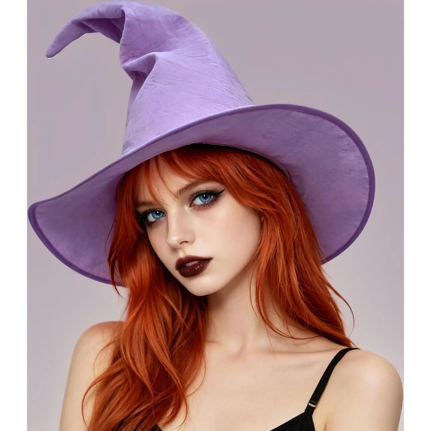 Women's Witch Hat Faux Suede Halloween Costume Accessory, 18 Inch Wide Brim, 8 Colors, DIY Friendly for Parties and Cosplay.