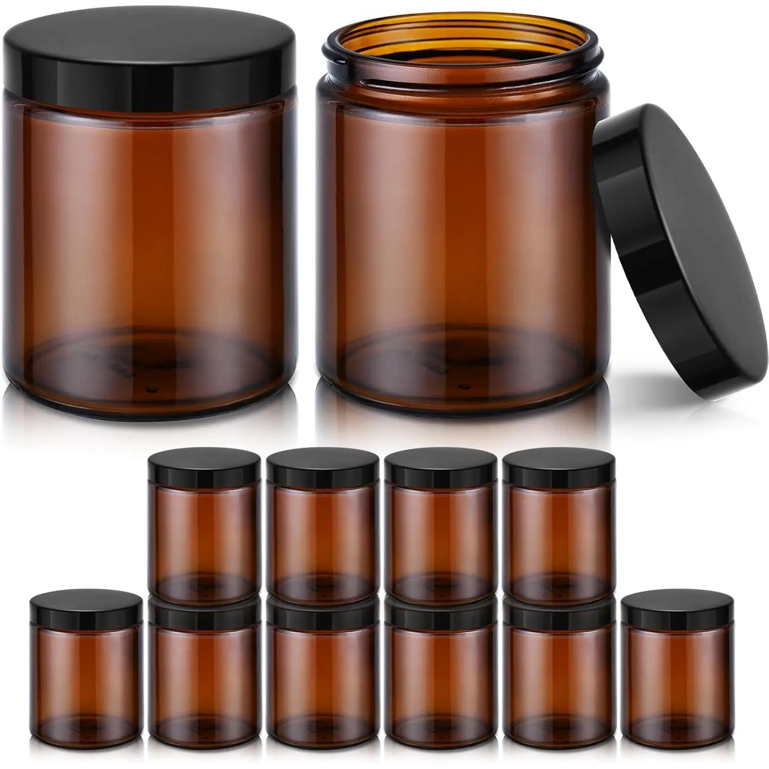 8 oz  Glass Jars with , 12 Pack  Small Glass Jars with Black , Lotion Container Empty  Travel Containers for Sample, Cream, Lotion, Honey,
