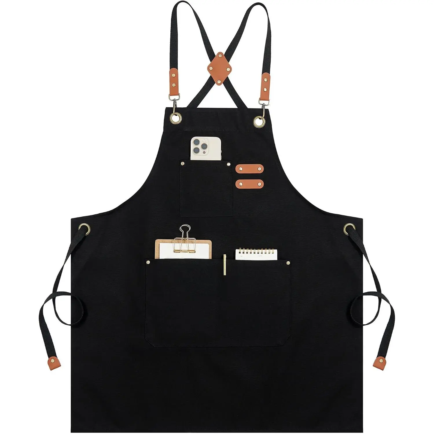 Chef Apron for Men Women Kitchen Cooking Apron with Pockets, Adjustable Bib Aprons Stain Resistant