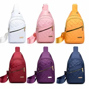 Solid color quilted Fanny bag with casual zipper chest strap waist bag, lightweight waterproof single shoulder crossbody bag, large capacity cycling chest bag, single shoulder crossbody bag, large capacity cycling chest bag, adjustable daily use sling bag