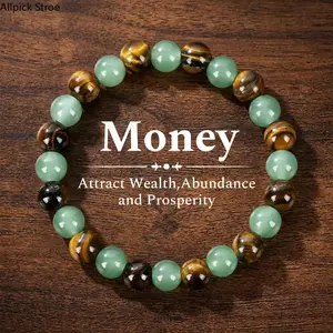 Green Agate Chakra Bracelet with Tiger's Eye Bead Charms & Twillies - Green Dongling Stone Jewelry for Chakra Balance, Financial Abundance, Daily Wear, Women's Gifts summerwins