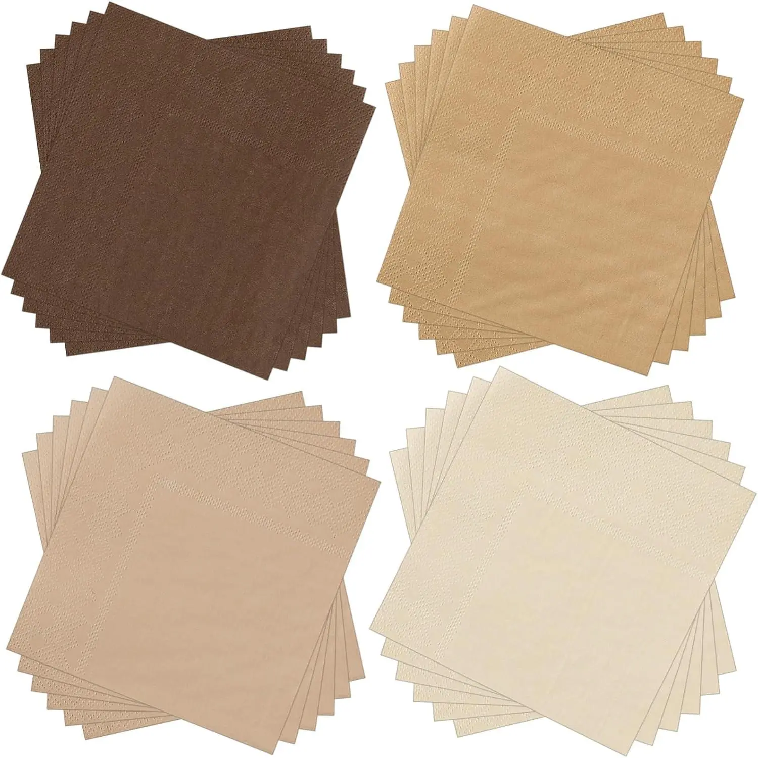 100 count  Napkins Disposable Beverage Napkins Square Paper Dessert Tissue for Wedding Birthday Celebration Party Supplies(Brown Series,5 x 5 Inch)