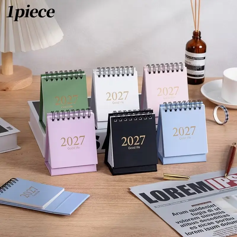 2027 Gold Foil Pattern Calendar, Minimalist Monochrome Marbled Small Desk Calendar, Compact Portable Daily Planner, Office & School Desktop Decor