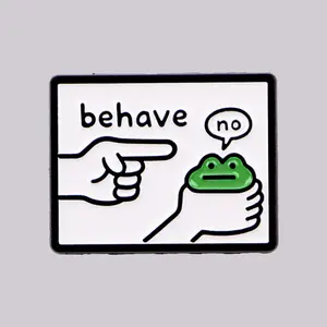Funny "Behave No" Frog Enamel Pin Cartoon Brooch Lapel Pins Badge on Backpack Clothing Accessories Fashion Jewelry Friends Gifts