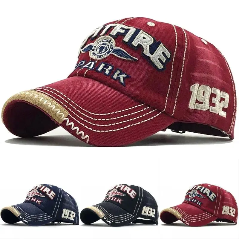 Unisex Retro Cotton Baseball Cap with Spitfire Embroidered Logo, 54-60cm Adjustable Snapback Strap, 7cm All-Season Trendy Casual Outdoor Sports Hat for Adults
