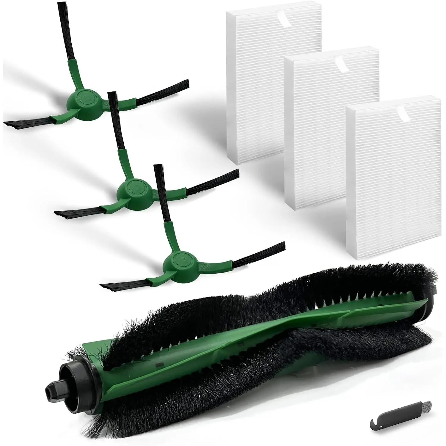 for   104, 105 Vac/Combo, Y0140, Q0120, Y0110, Q011, Q0520 Robot Vacuum, Accessory Replenishment Kit with 1 Roller Brush, 3 HEPA Filters, 3 Side Brushes, 1 Cleaning Tool