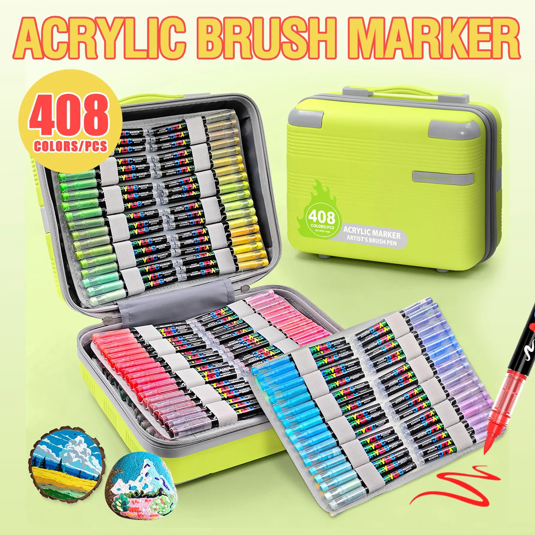 408 Colors Acrylic Paint Marker Set, Portable Case, Waterproof Fast-Drying, DIY Art Supplies, Student Office Tools, Affordable Art Kit