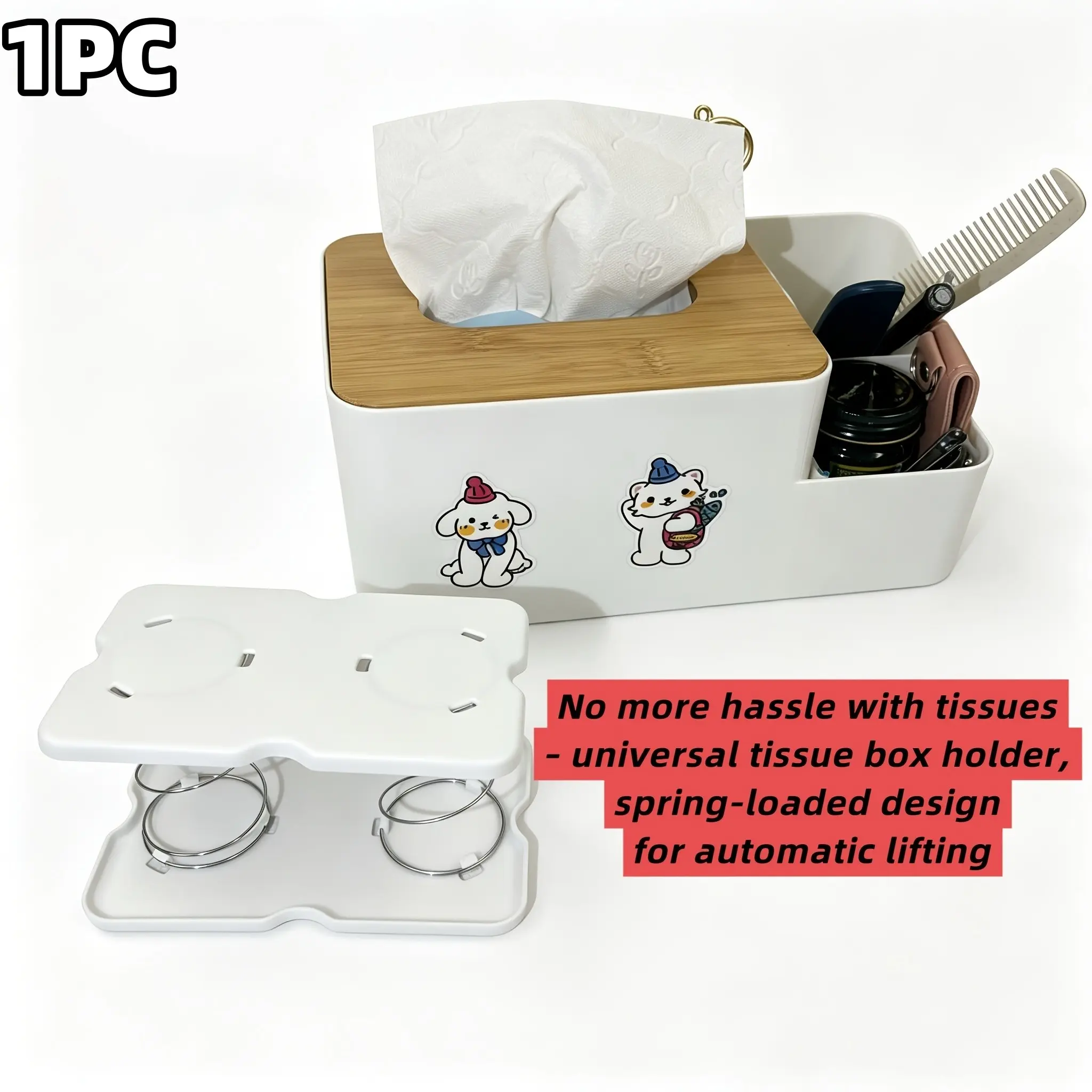 Paper Towel Box Spring Holder, Automatic Rising Mechanism, Smooth Pulling, Ideal for Office, Home, Kitchen, Bathroom, Car Use