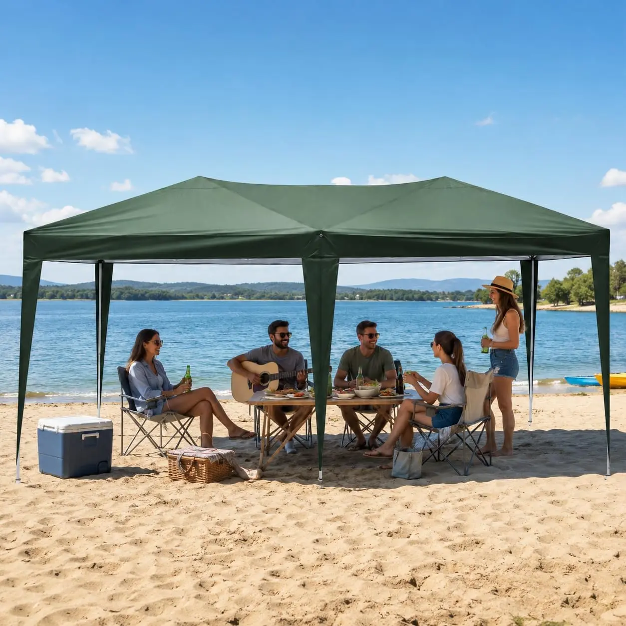 10x20 Pop Up Canopy Tent, Heavy Duty Folding Outdoor Canopy with Steel Frame, Oxford Fabric, Portable Party Tent with Bag for Patio, Backyard, Market, Event