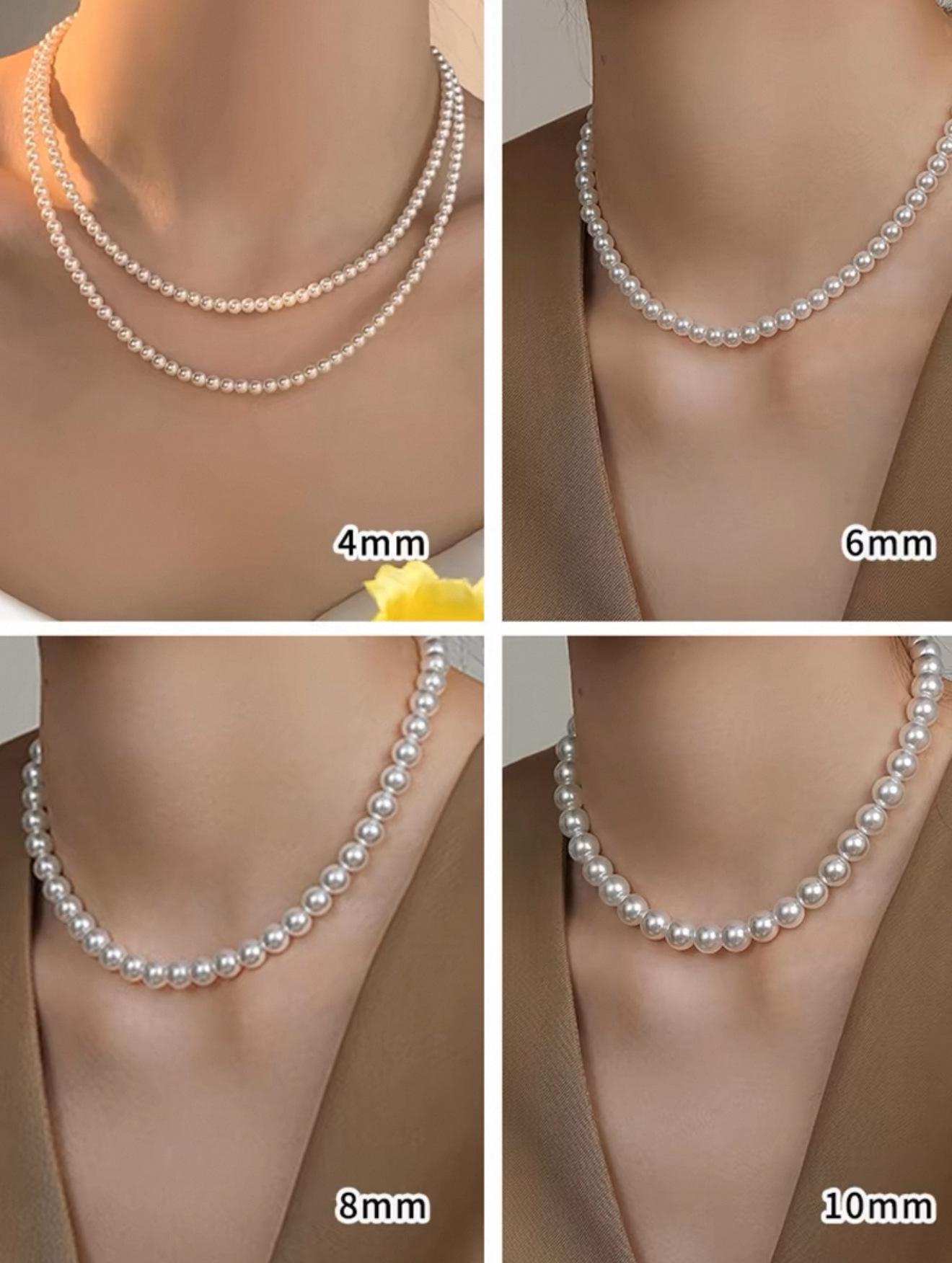 Glass Bead Magnetic Clasp Necklace for Women, Simple Light Luxury, Niche & Premium Rice Bead Design, Elegant & Versatile Clavicle Choker