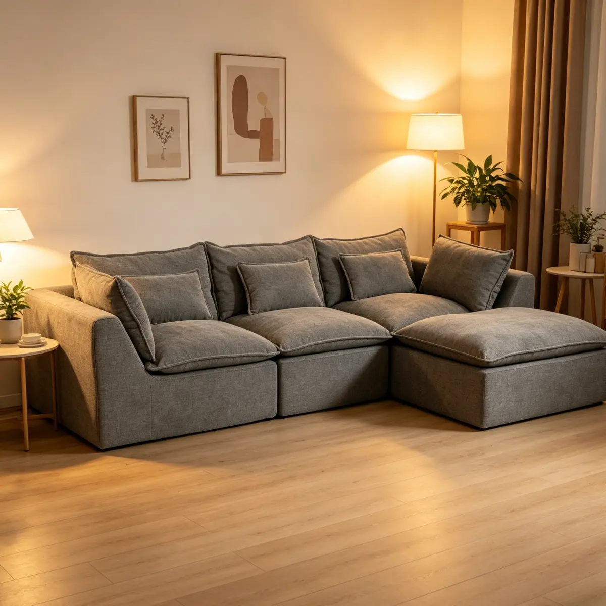 Antique Grey +Waffle Fabric + 3 Seat