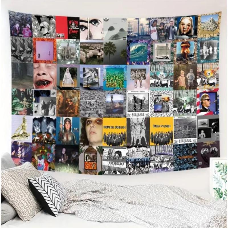 Suicide Music Boys Rapper Album Cover Tapestry, Double-Printed Lightweight Fabric Wall Decor, Bedroom Decor, Collage Art for College Living Rooms with Quality Assurance, Adult