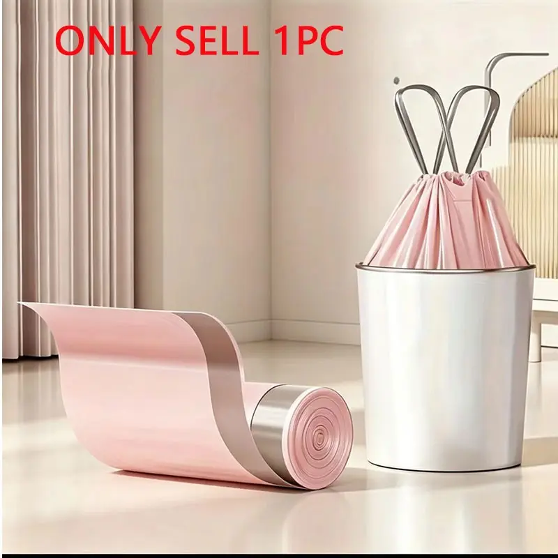 50pcs Extra Thick & Durable Drawstring Trash Bags, Large Portable Polyethylene Waste Bags for Kitchen, Bathroom, Bedroom and Living Room, Home Organization