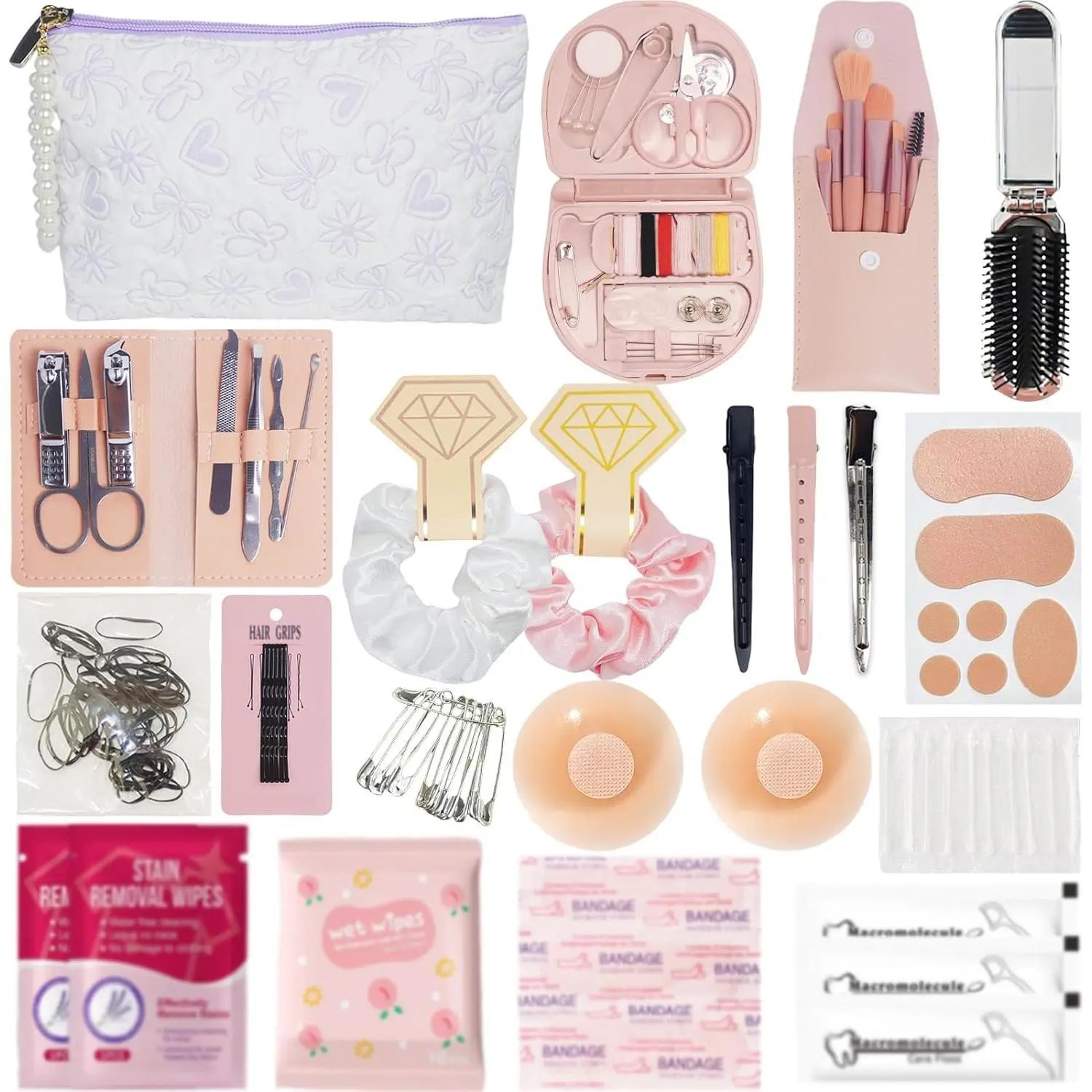 30+ Pcs Spa Day Kit For Girls,Baby Bridal Shower Gifts, Including Hair Brush Makeup Bag And Makeup Comb For Wed Game Prizes Wedding Party Favors