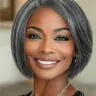Short Side Part Salt & Pepper Bob Wig, Straight Bob Style, Straight Hair Wig, Bowl Cut Cosplay Wig, Party Wigs, Heat Resistant, Natural Look, Synthetic Full Wigs for Women