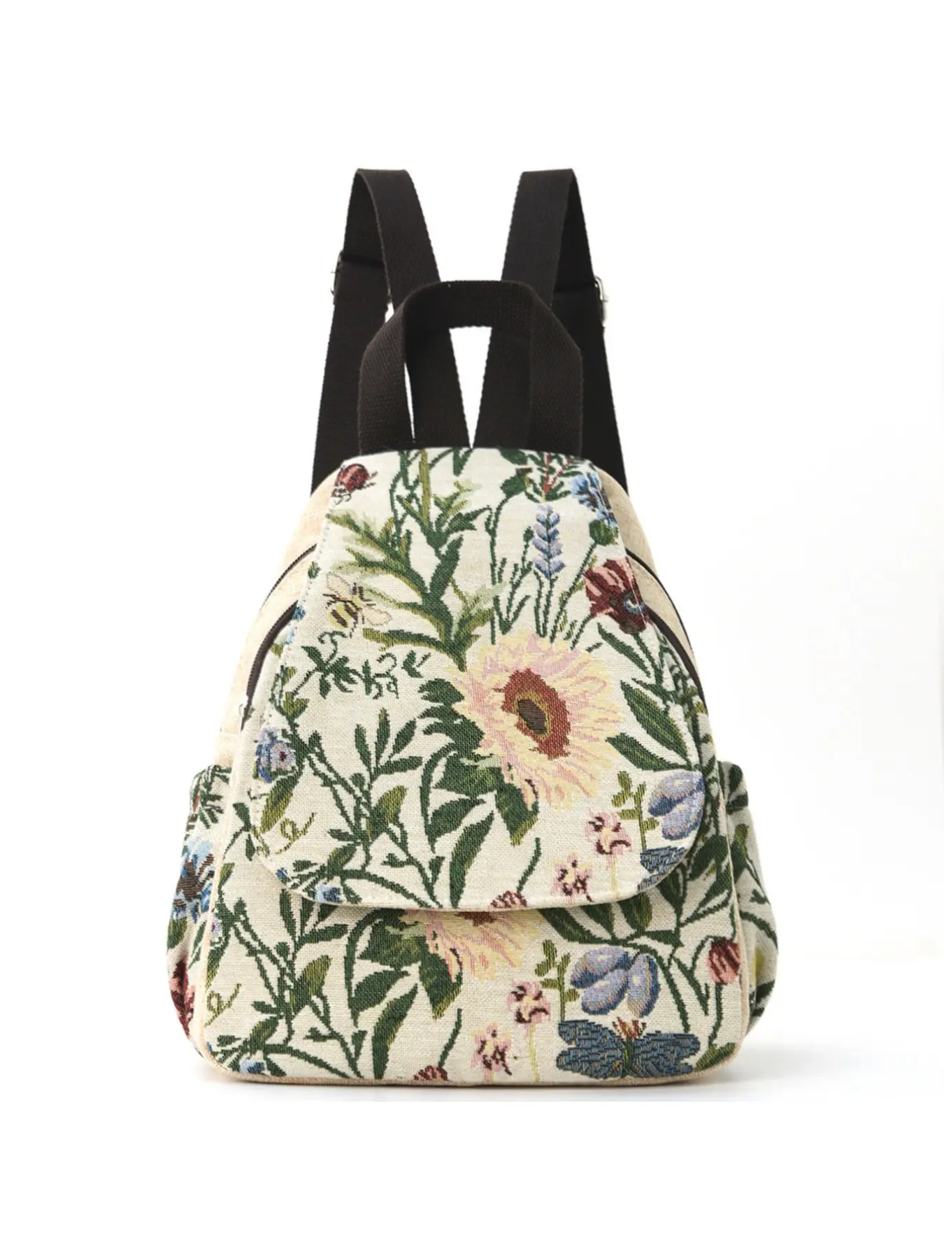 Sunflower Backpack High Aesthetic Large Capacity Adjustable Fashion Simple Portable Shoulder Bag, Preppy Style Solid Pattern All Seasons