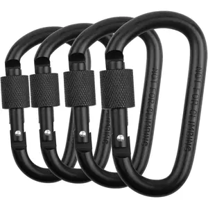 Locking carabiner clip, Vonpri 3inch (approx.7.6cm ) D-ring clip spring snap keychain hook screw gate aluminum carabiner suitable outdoor travel, camping, fishing, hiking, backpacking