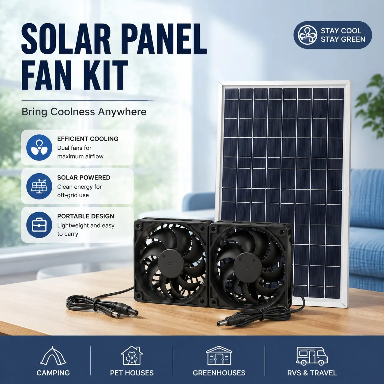 10W Solar-Powered Ventilation Fan | Compact, Quiet Exhaust and Ventilation Fan | The Ultimate Cooling Solution for Pet Houses and Greenhouses | No Electrical Connection Required | Automatic Ventilation | Ideal for Dog Houses, Chicken Coops, RVs, and Outdo