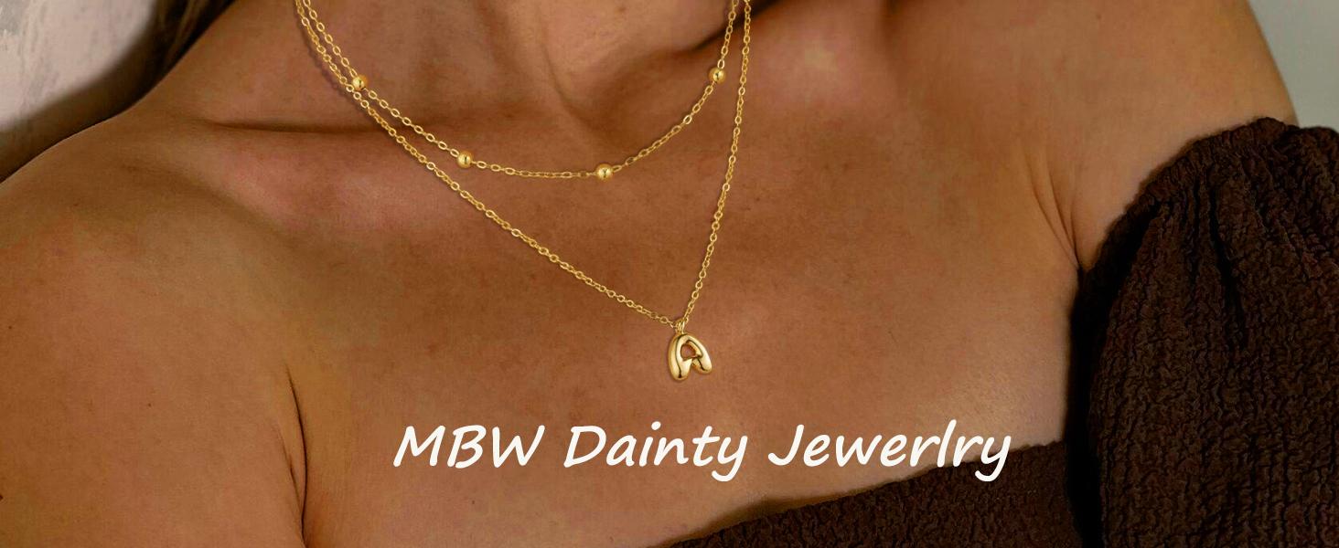 Tewiky Layered Bubble Letter Necklace For Women Balloon Initial Necklaces Personalized A-Z Alphabet Pendant Cute Name Choker Necklace Women Teen Girls Charm Jewelry For Blackfriday Christmas