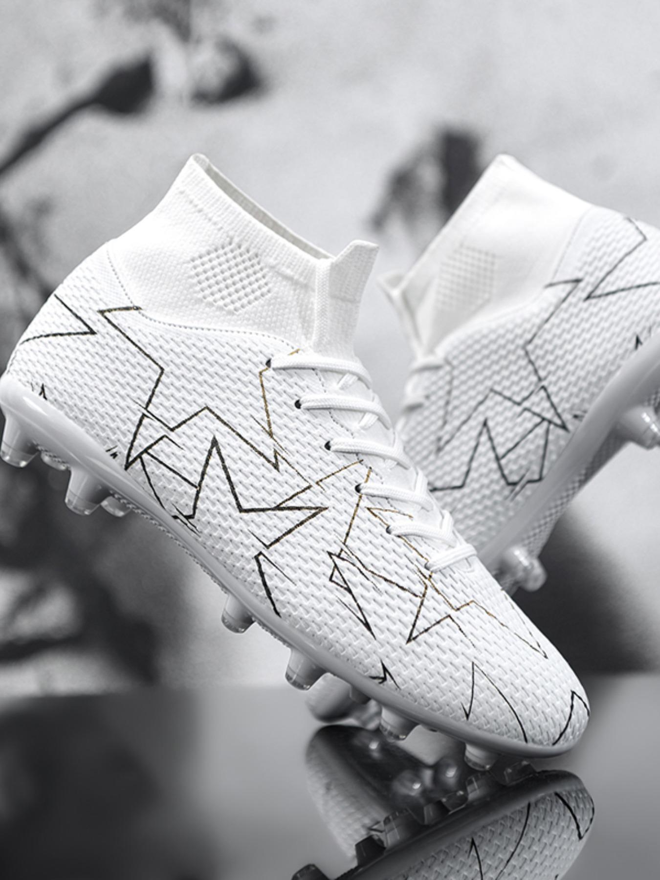 Men's High-top Lace-up Football Boots, Football Field Boots, Breathable & Non-slip Football Shoes, Professional PU Soccer Shoes for Outdoor Training