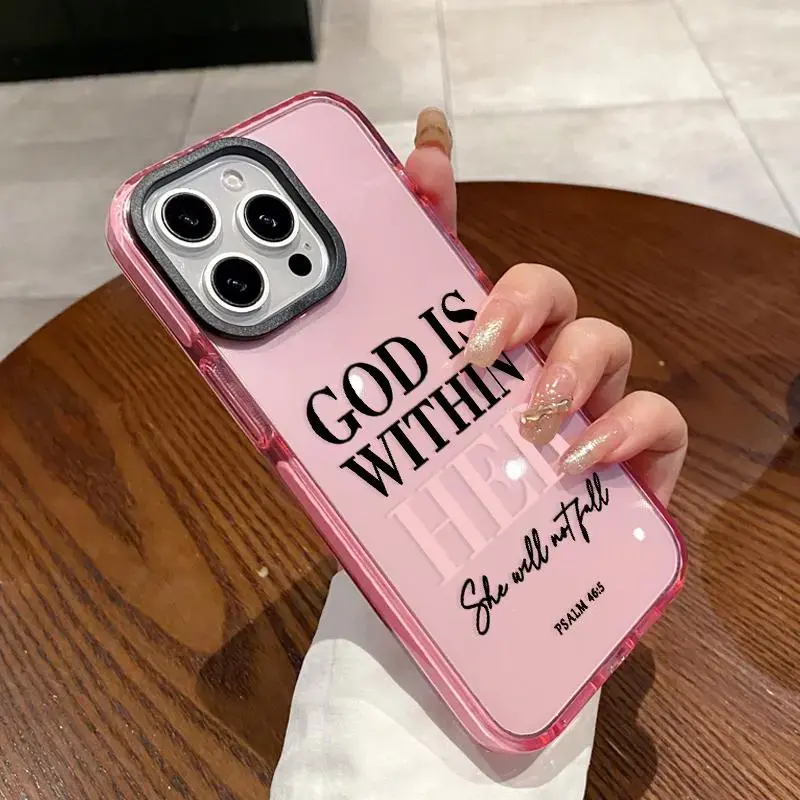 Transparent Soft Silicone Multi-Model Phone Case Cover for iPhone 17 Air,16 Plus,15 Pro Max,14,13,12,11 - God is within her Pattern, Non-Yellowing, Shockproof, Durable 1-Piece Smartphone Accessory, Accessories, One-Piece