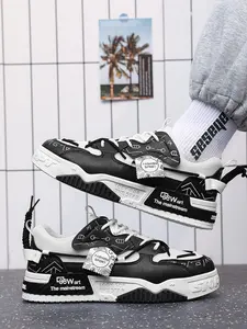 Unisex Beige & Blue Color Block Paisley Casual Skate Shoes Thick Sole Height-Increasing Breathable Mesh Upper For Daily Street Wear Trendy Shoes Sneaker