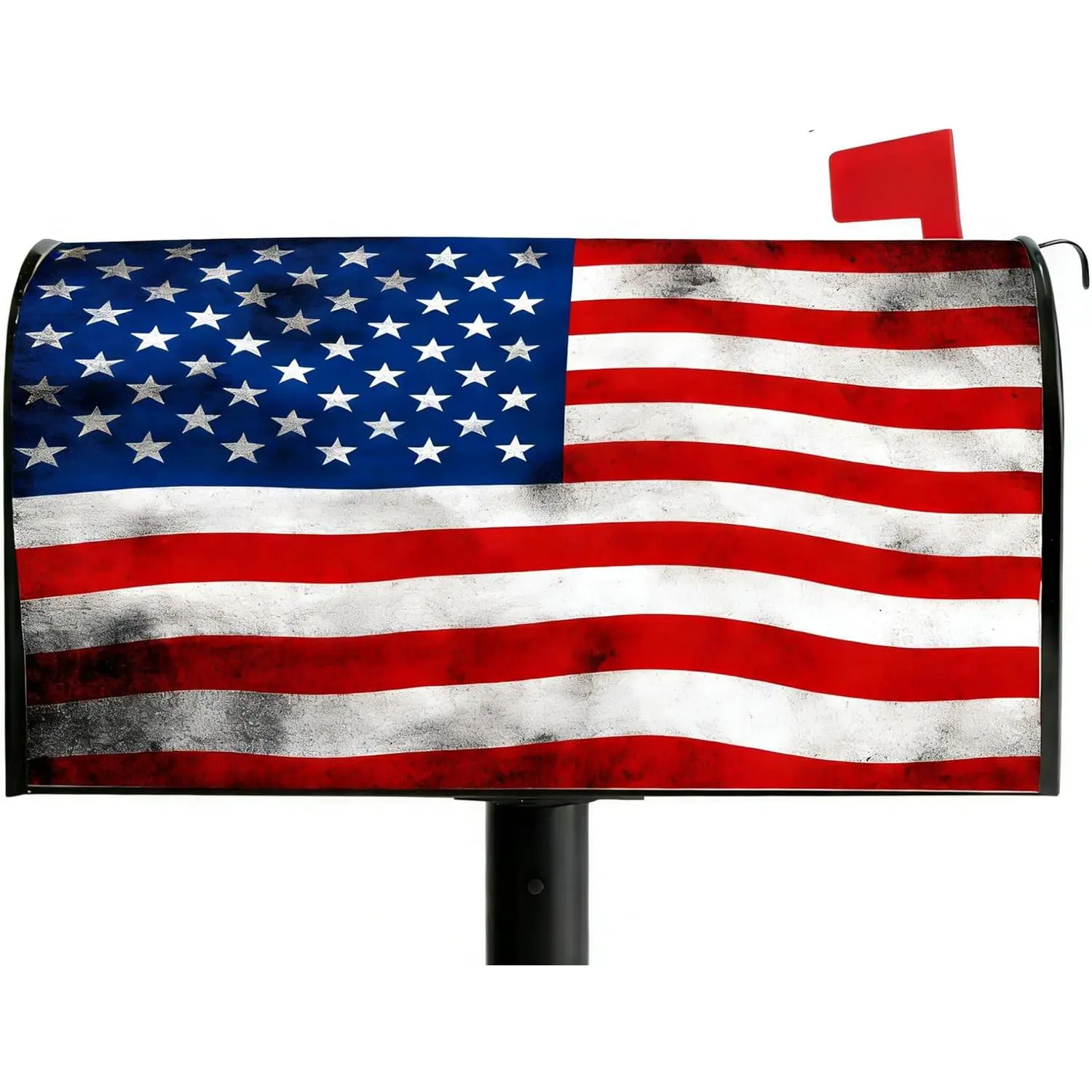 Magnetic Mailbox Cover Standard Size 20 x 18 Inch, Distressed American Flag Stars Stripes Welcome Decorative Mail Box Cover for Home Yard Garden Decorations