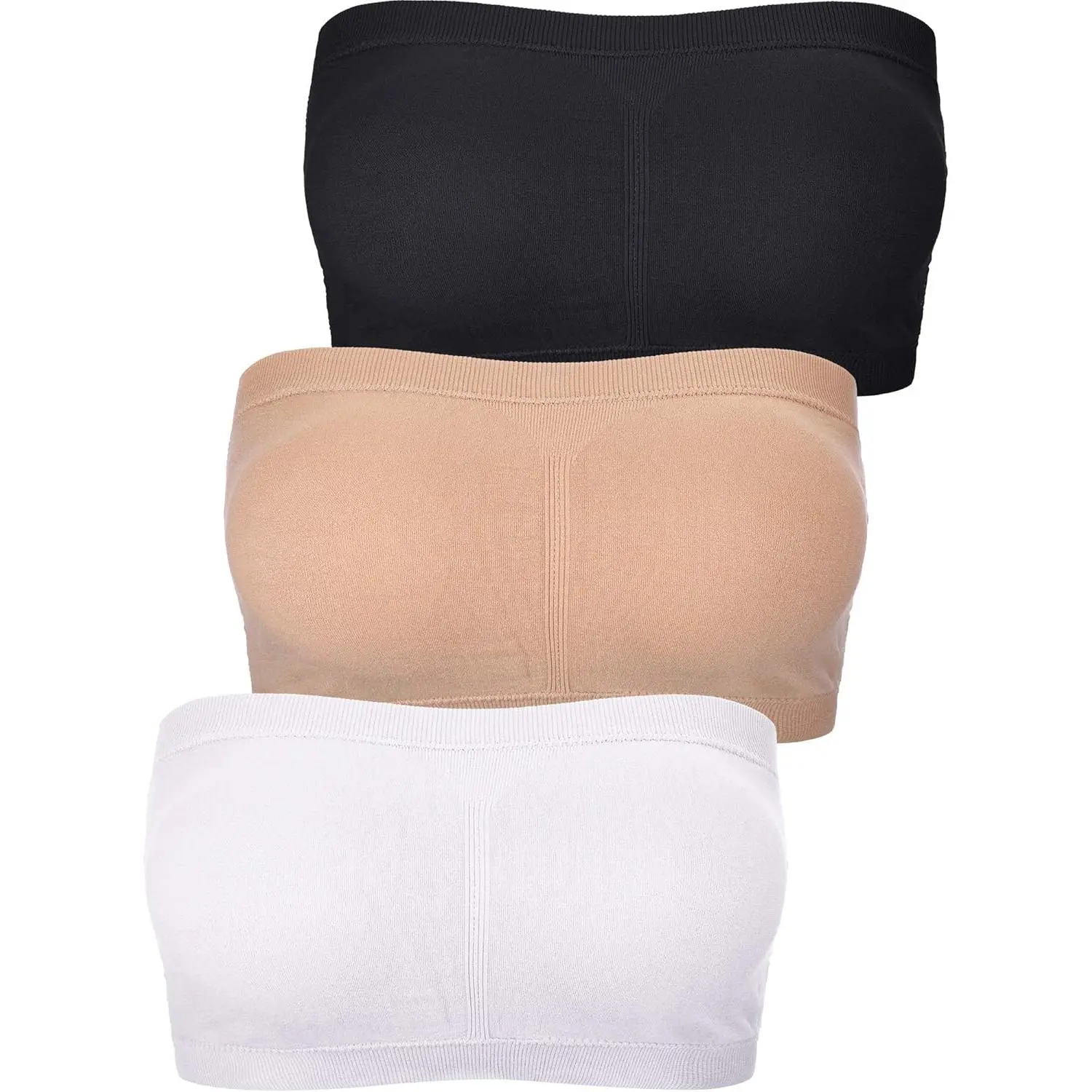 Women's Padded Strapless Bra, Seamless Bandeau Tube Top Bralette for All Day Comfort and Invisible Support, Strapless Bras, Wireless, Padded Fabric
