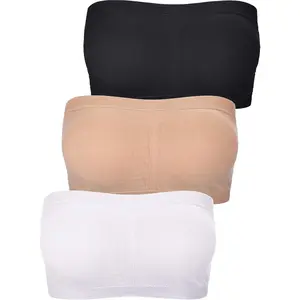 Women Bandeau Bra Padded Strapless Bralette Seamless Tube Top Bra