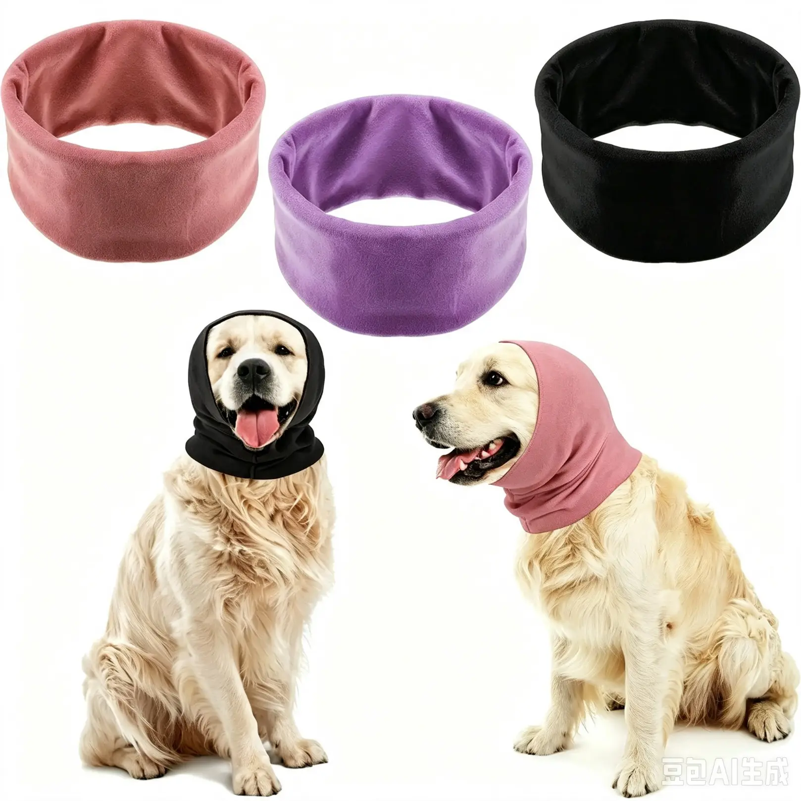 Soft Stretch Pet Noise Canceling Snood, Adjustable Comfort Ear Cover for Dogs & Cats, Calming Ear Protection Accessory for Thunderstorms Grooming Bath Fireworks, Stress Relief Pet Head Wrap (Single Pack)