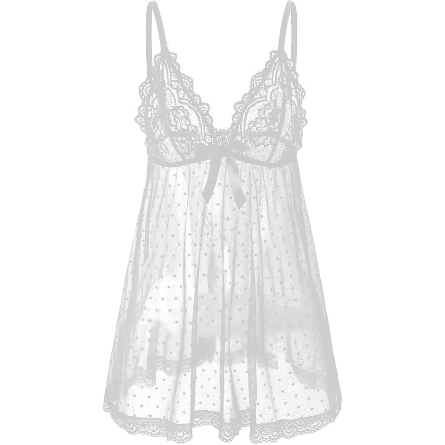 Sexy Lace Babydoll Chemise for Women, Black Lingerie Sleepwear, S-5XL(Gift)