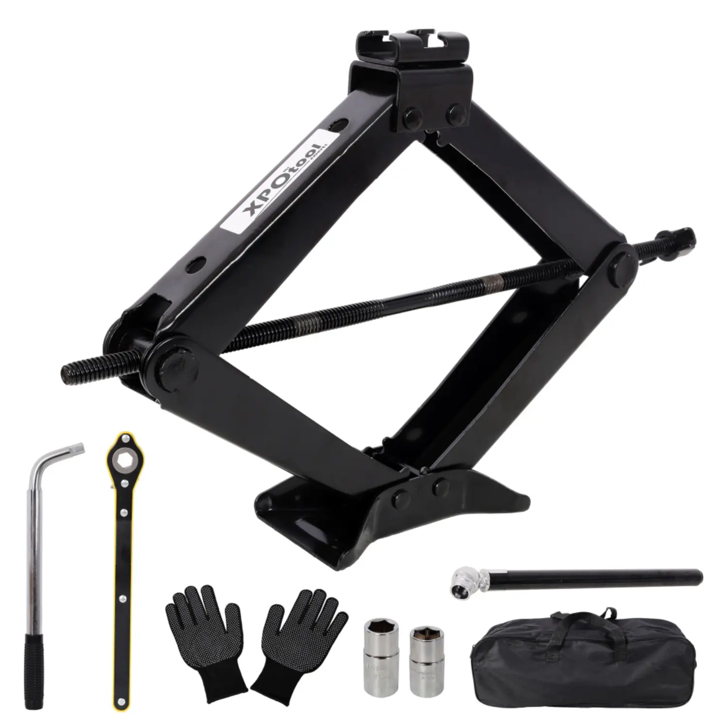 3 Ton 6614 Lbs Scissor Car Jack Kit, Universal Heavy‑Duty Car Emergency Lift Tool with Lug Wrench, Sockets & Storage Bag, for Sedan, SUV, Crossover, Spare Tire Changing