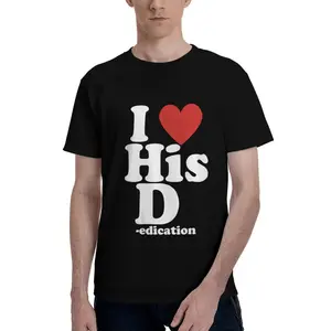 Funny Matching Couple Short-Sleeve T-Shirts, "I Love His D-" and "I Love Her P-" Designs, Shortsleeve