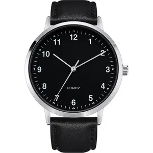 Men's Black Large Dial Arabic Numerals Black Strap Modern Classic Men's Watch,
