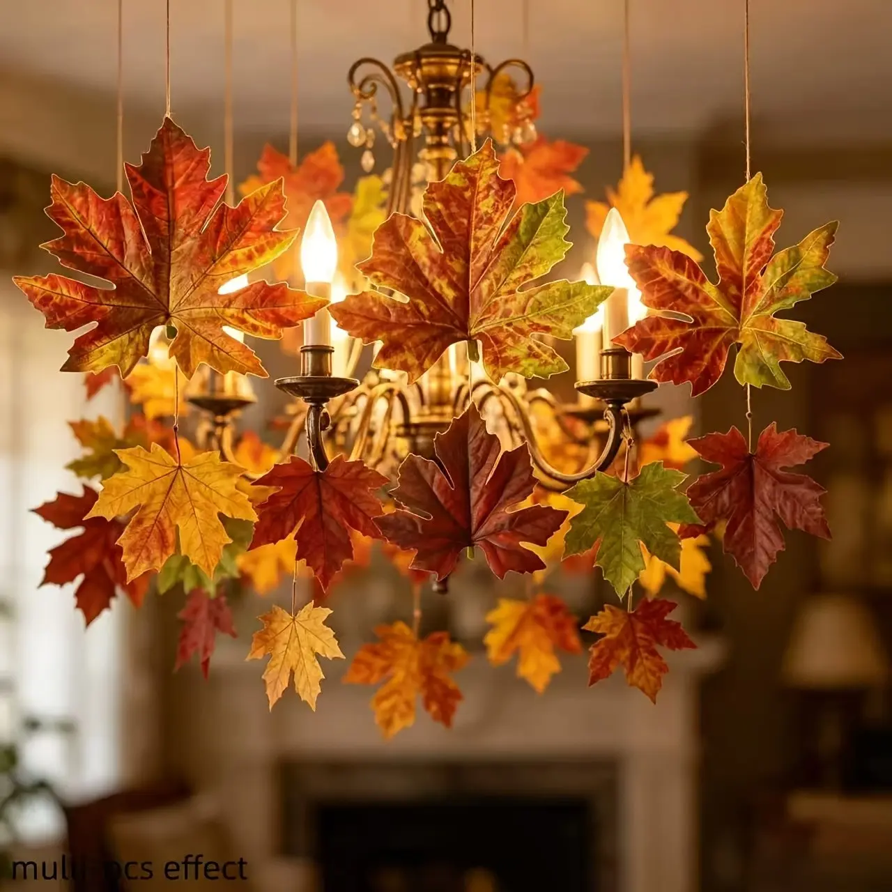 16-Piece Realistic Fall Maple Leaf DIY Set, assorted sizes of artificial autumn leaves that won’t fade, perfect for Thanksgiving and Halloween decorations. These lifelike fabric leaves can be used for home decor, tabletops, vases, wreaths, gardens, weddin