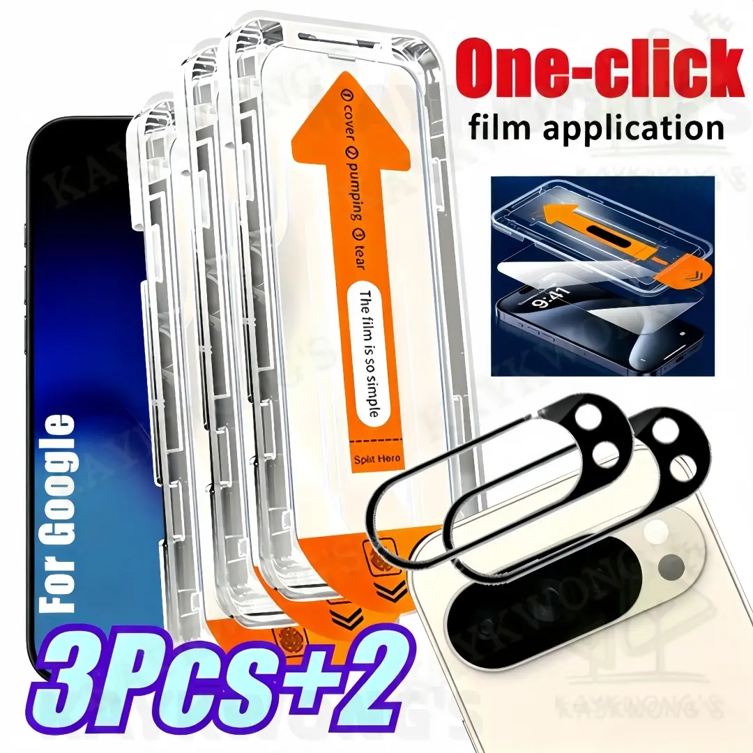 KAYKWONG'S 5-In-1 Screen Protector Set for Google Pixel 6A/7/7A/8/8A/8Pro/9/9A/9Pro/9Pro Xl/10/10Pro/10Pro XL Series, 3 Tempered Glass + 2 Camera Lenses, Dustproof HD, Ideal Holiday Gift