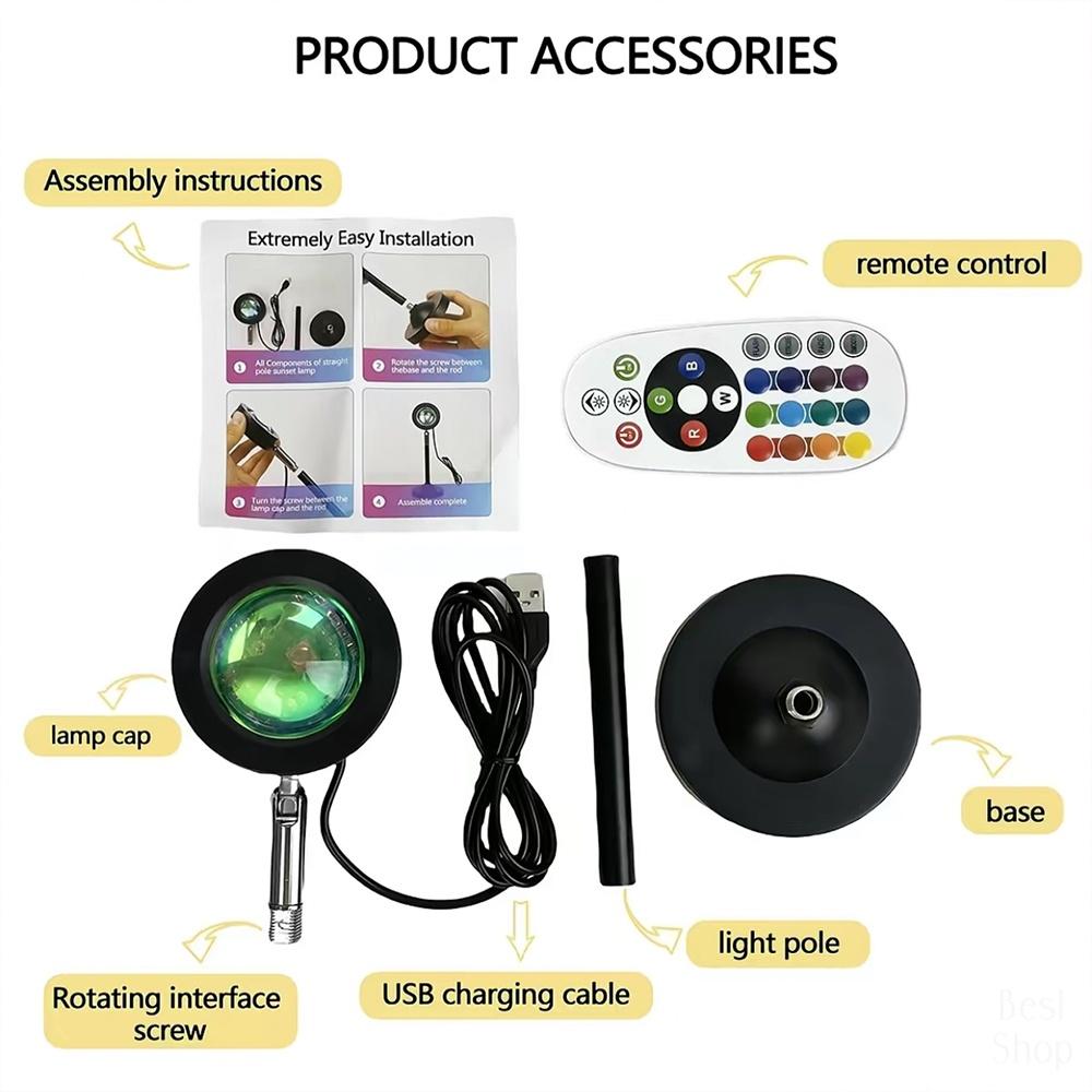 RGB Color-Changing LED Projector Night Light with Remote Control, Ambient Room Light for Bedroom, Living Room and Home Decor