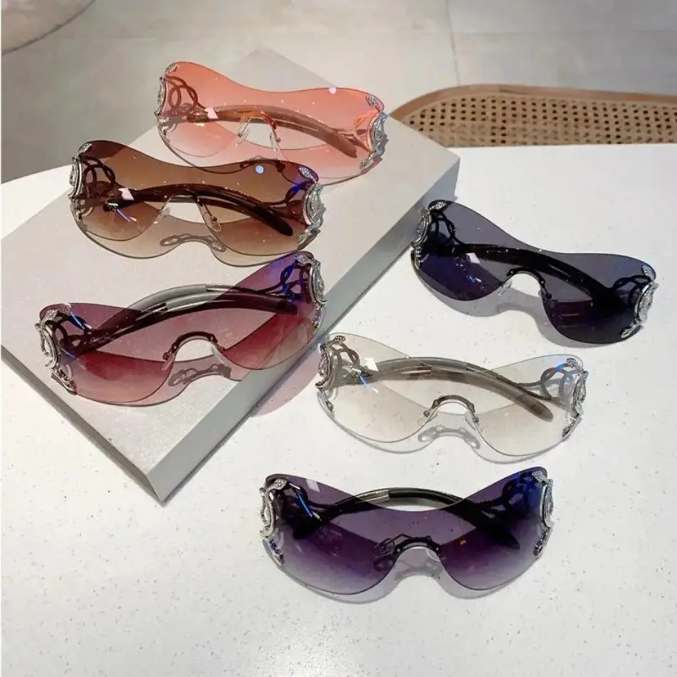 Unisex Semi-Rimless UV Protection Sunglasses with Anti-Glare Blue Light Blocking Lenses, Stylish Colored Oversized Eyewear for Valentine's Day Gifts & Everyday Commuting, Women's Fashion Accessories, Accessories For Women, Uv-Resistant Women's Sungla