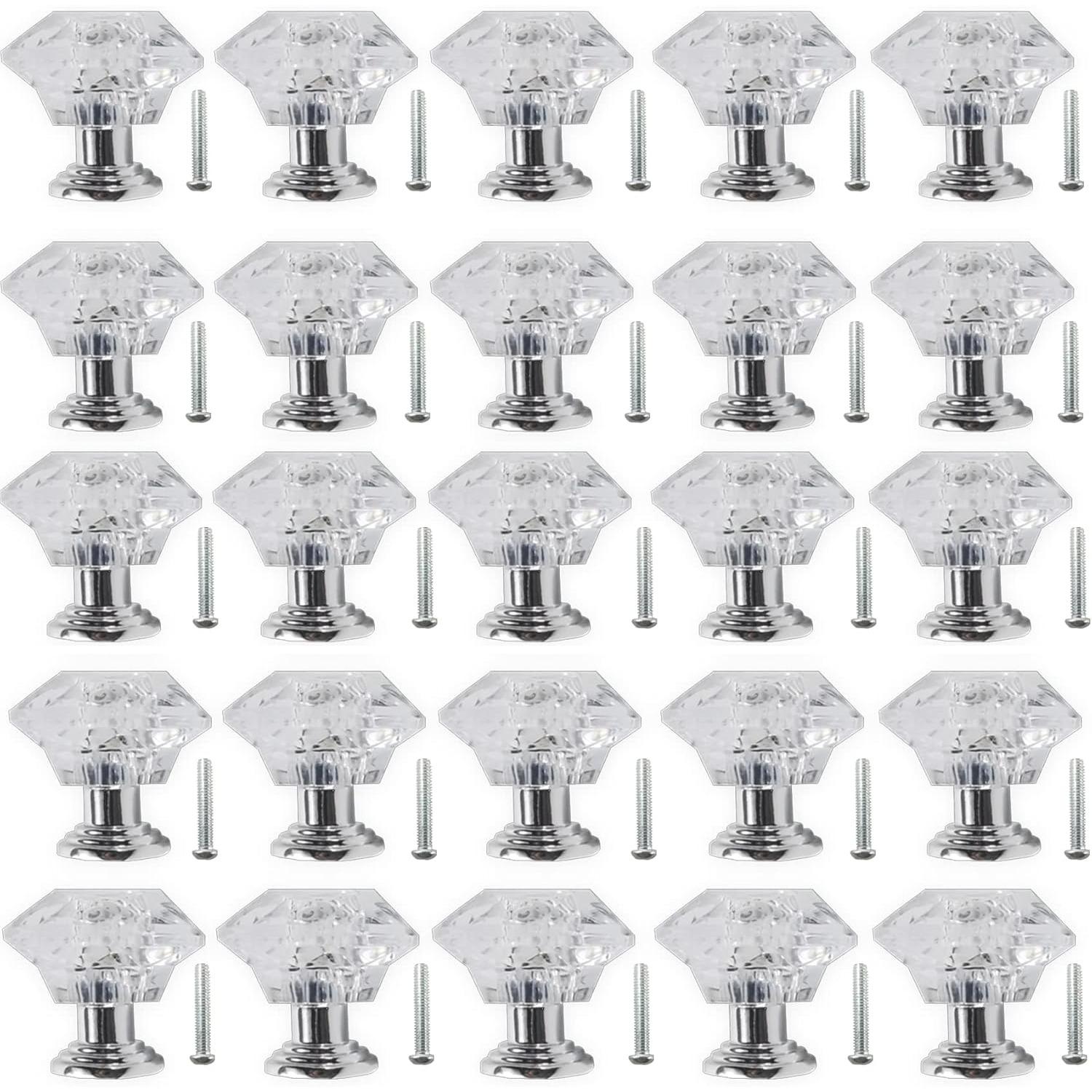 26 Pack Kitchen Cabinet Knobs 24mm Crystal Cabinet Knobs Diamond Dresser Handle Drawer Pulls, Dresser Knobs for Cabinets and Drawers, Silver Base - Home Improvement.