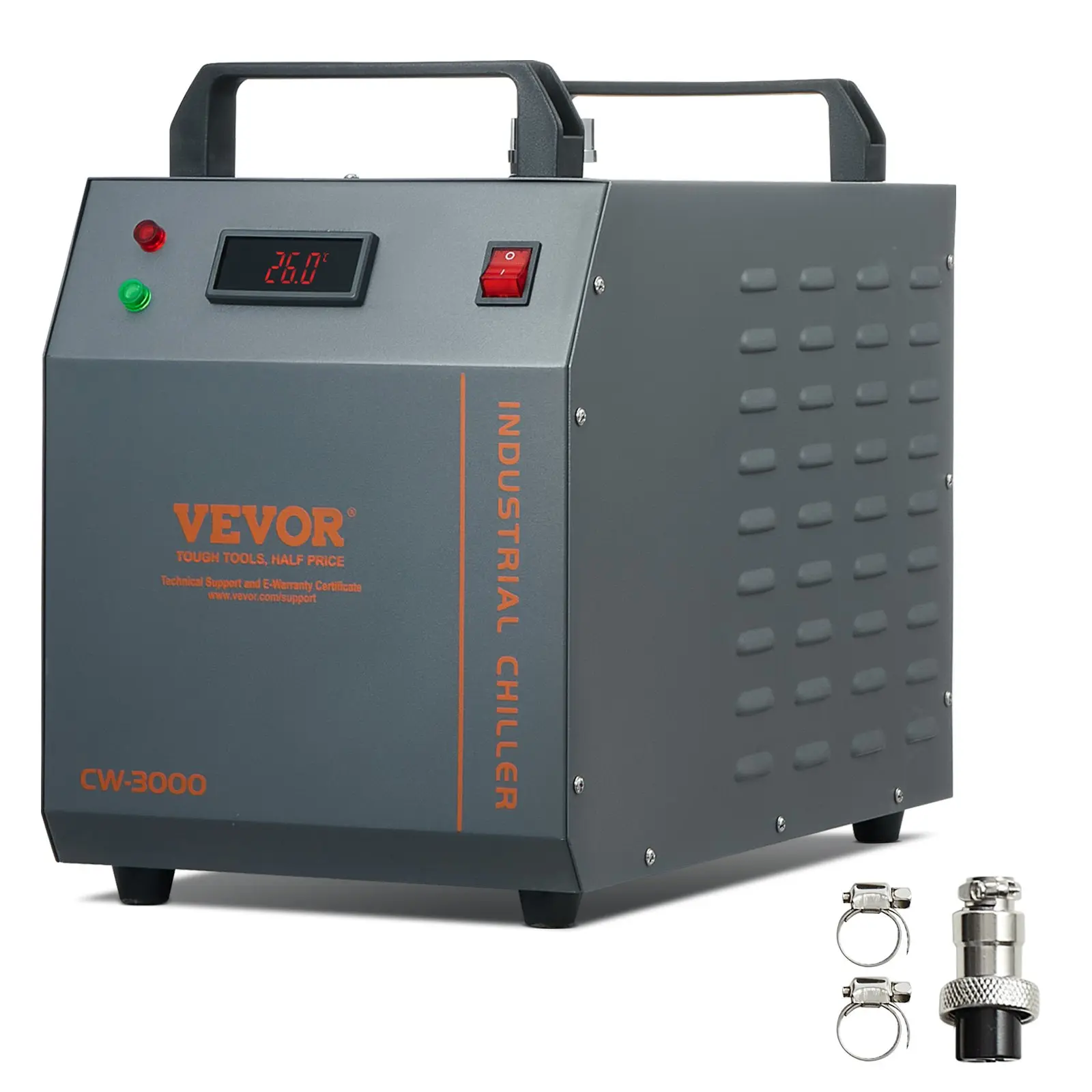 【Summerfinds】VEVOR Industrial Water Chiller, CW-3000, 80W Air-Cooled Industrial Water Cooler Cooling System with 12 L Water Tank Capacity 12 L/min Maximum Flow Rate, for Laser Engraving Machine Cooling Machine